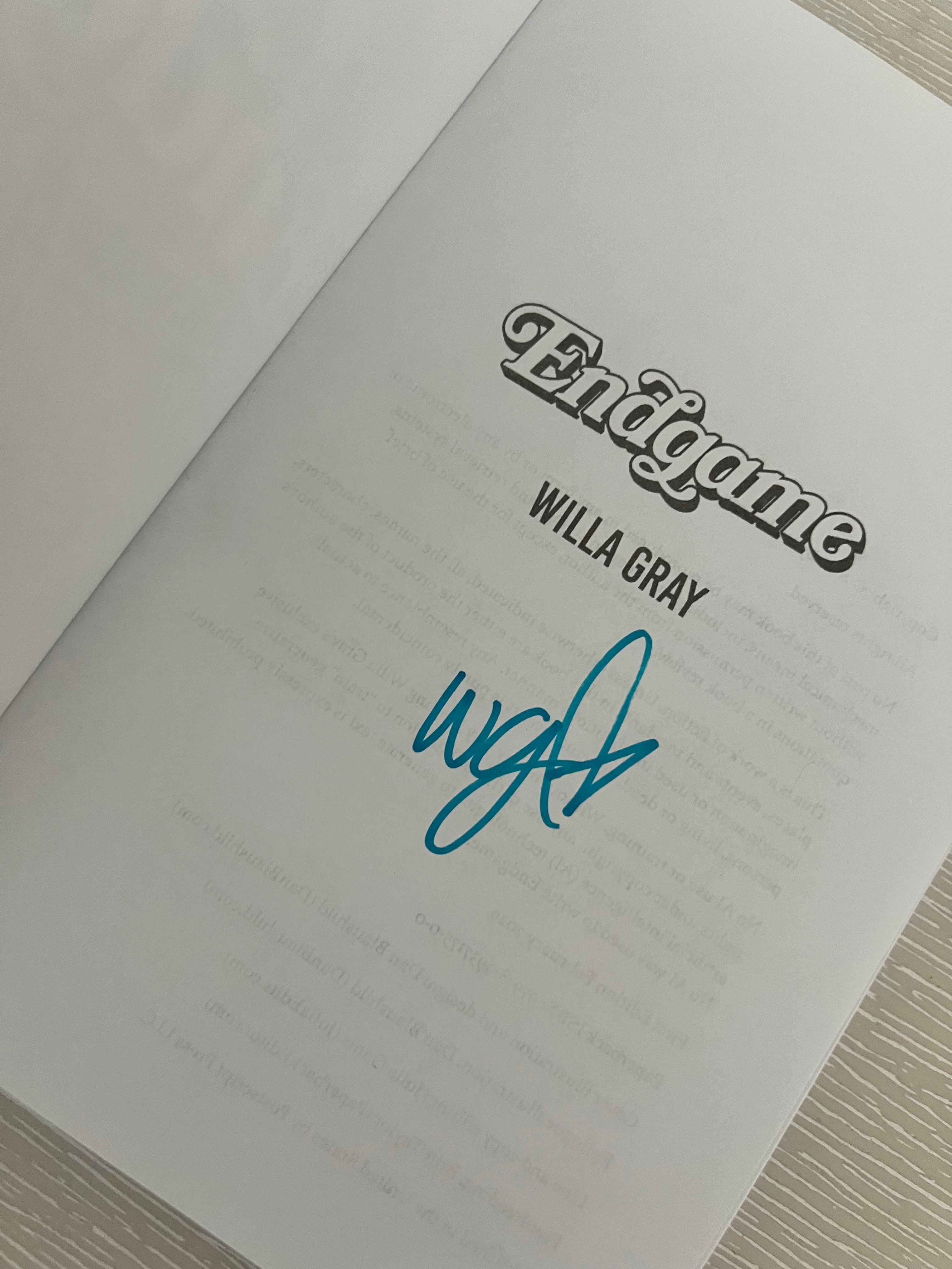 Endgame by Willa Gray signed edition with character art & extras