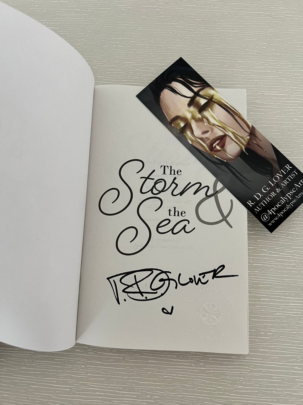 The Storm & the Sea by R.D.G. Lover signed paperback with exclusive bookmark & artwork