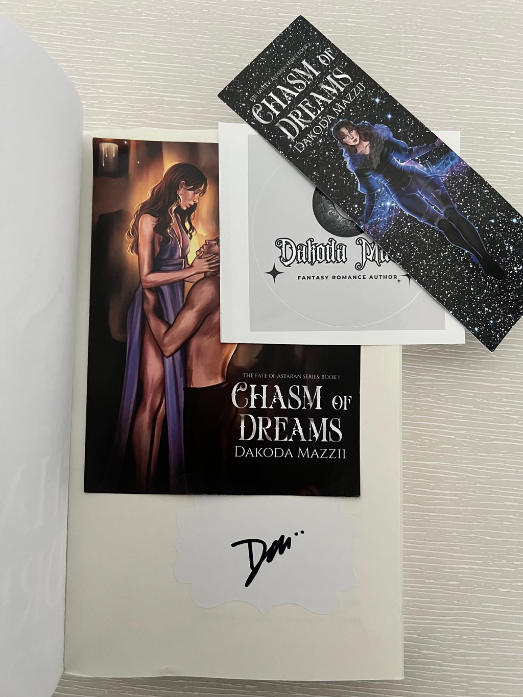Chasm of Dreams by Dakota Mazzii signed paperback with character art & extras